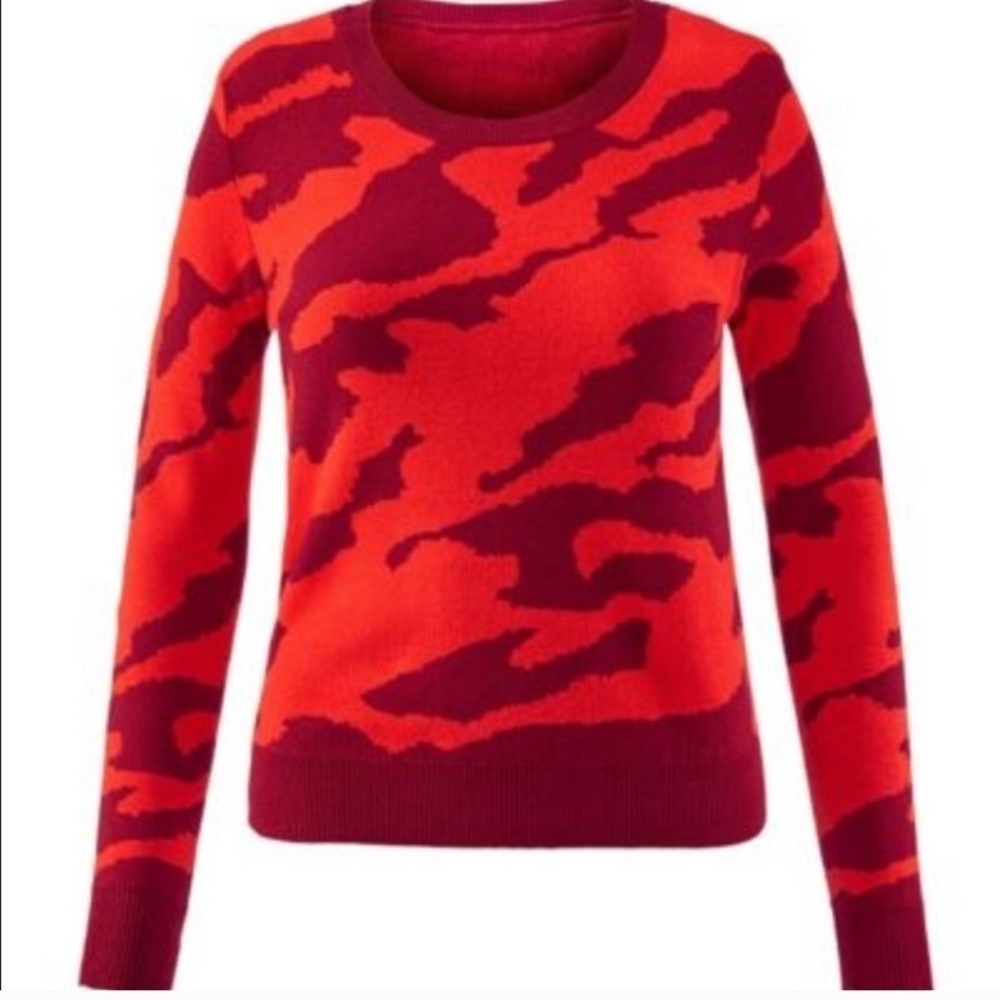 [Cabi] Sakura Red Printed Crew Neck Sweater